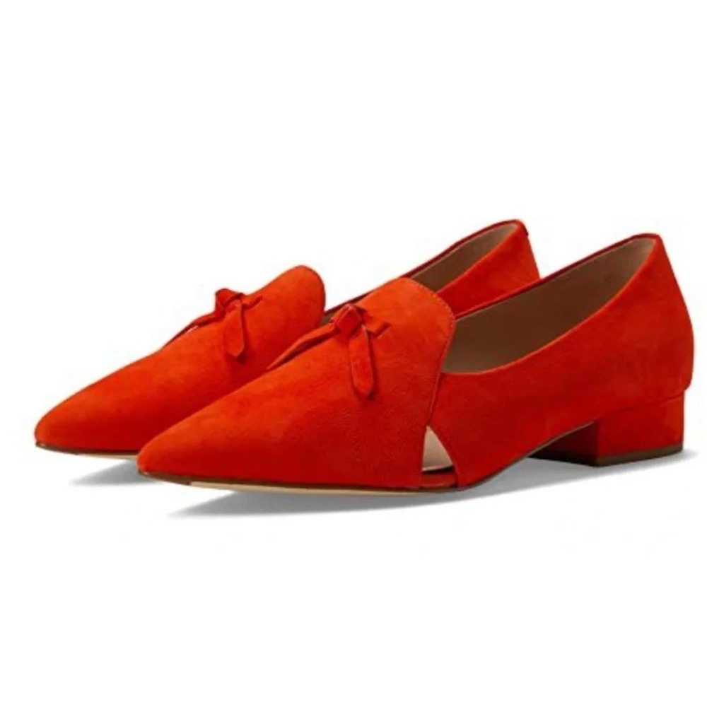 Cole Haan Womens Viola Skimmer Slip On Flats Red Orange Suede 8.5B Pointed Toe